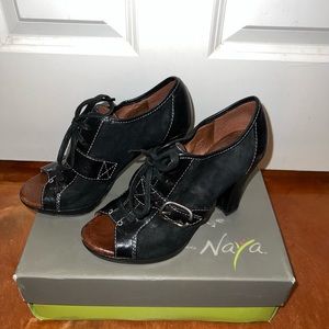 7 Kasha Graphite Naya Peep Toe Heel